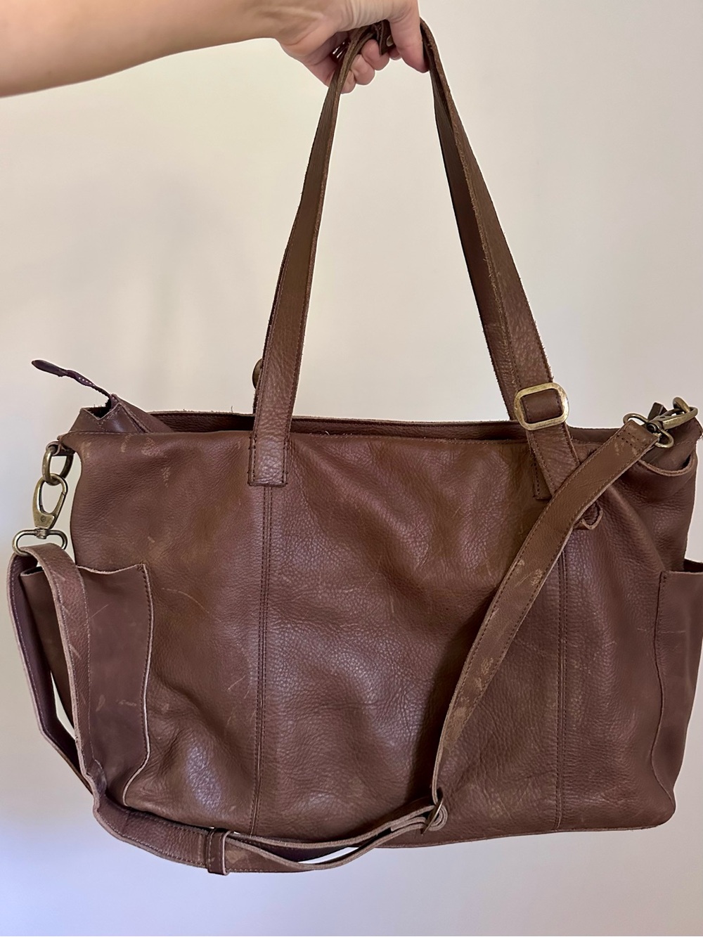 Duluth Trading Co Lifetime Leather Weekender Tote Bag Unisex Full Grain Brown
